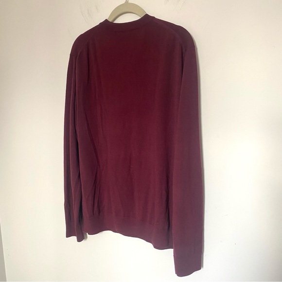 Paul Smith V Neck Merino Wool Sweater Sz XL Merlot - Picture 8 of 9